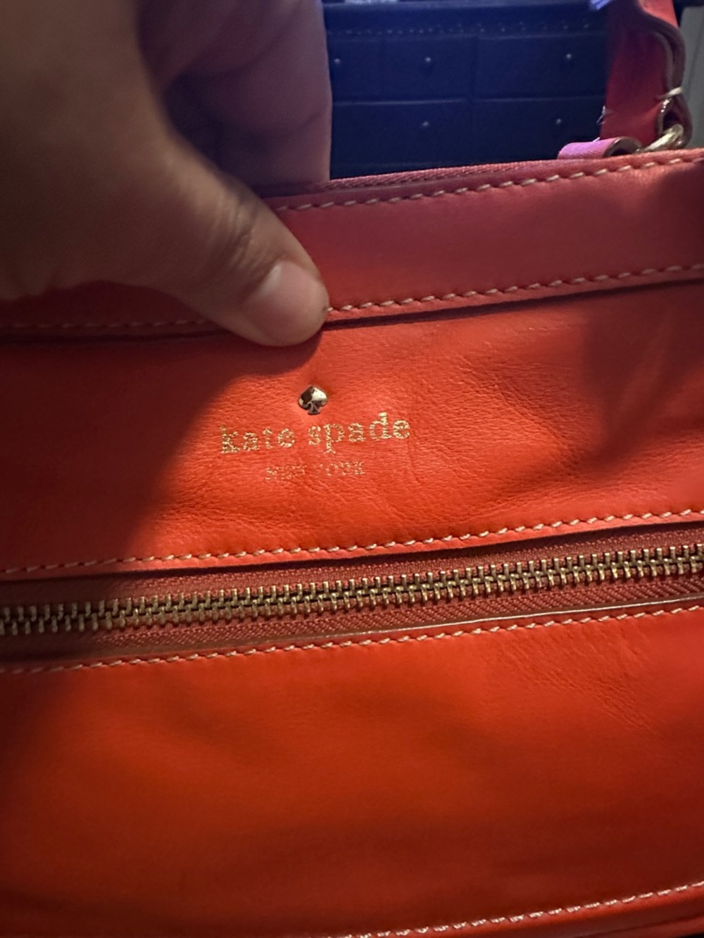 kate spade Cyber Orange Leather medium Satchel, Gold Hardware HTF - Picture 5 of 13